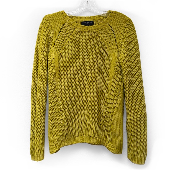 Jones New York Sweaters - Jones New York mustard yellow crewneck open knit sweater